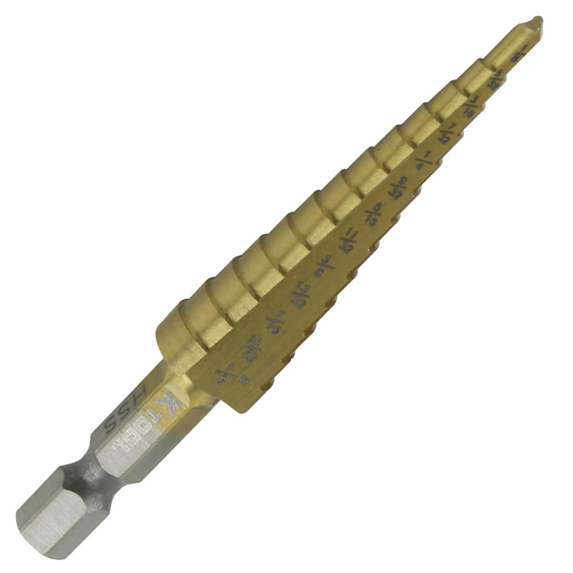 K-Tool International Step Drill Bit — 1/8in. to 1/2in., Titanium Coated, High-Speed Steel, Model# KTI71235